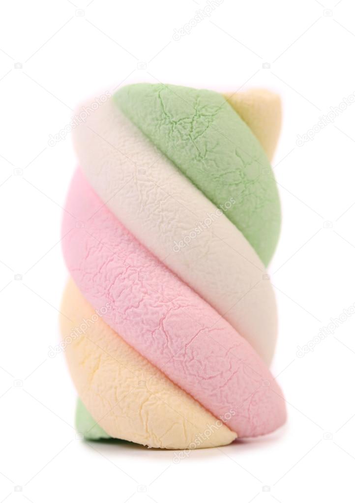 One colourful marshmallow. Close up.