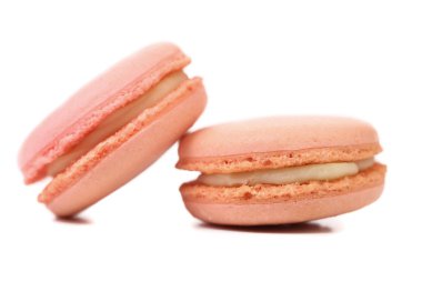 iki pembe macaron kek.