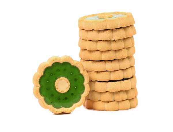 Montón de galletas con mermelada de kiwi . —  Fotos de Stock