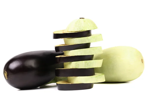 White and black eggplants. Slices. — Stock Photo, Image