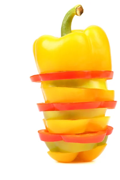 Stack of slices red and yellow pepper. — Stock Photo, Image