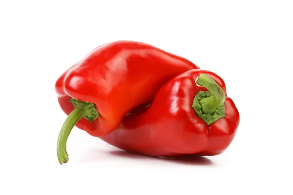 Två röda söta spetsiga peppar (capsicum) — Stockfoto