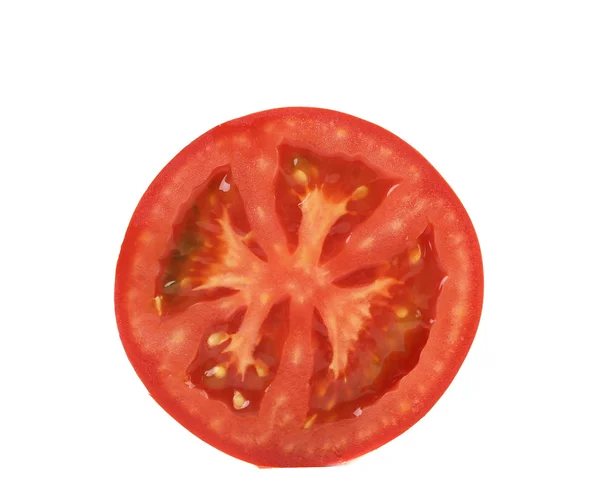 Beyaz arkaplanda izole edilmiş domates dilimi — Stok fotoğraf