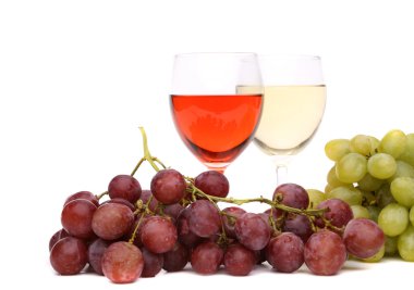 olgunlaşmış Üzümler ve şarap gözlük