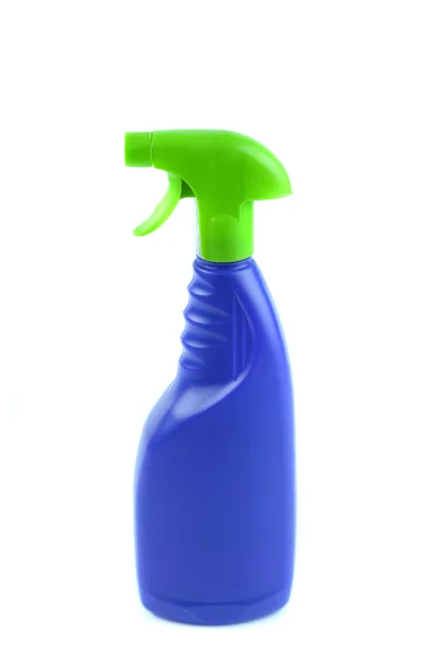 Frasco de spray de plástico azul isolado — Fotografia de Stock