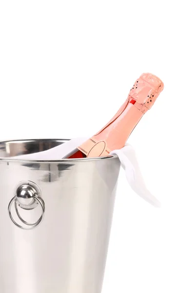Bottle of champagne in cooler — Stock Photo, Image
