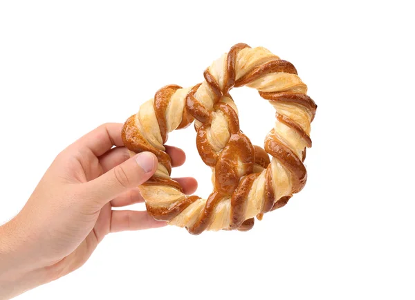 Düğüm şeklinde bisküvi el tutar — Stok fotoğraf