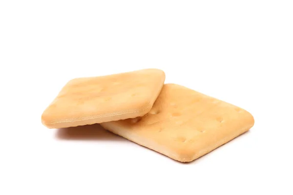 Saltine soda cracker na białym tle — Zdjęcie stockowe