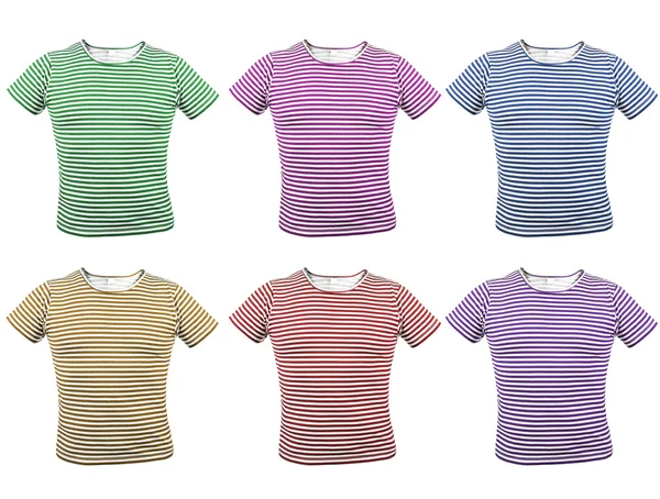 Different colour striped T-shirt. Front. — Stock Photo, Image