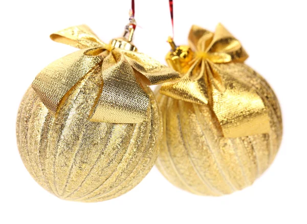 Due palle d'oro per l'albero di Natale . — Foto Stock