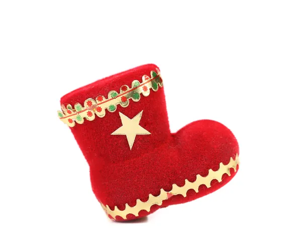 Red felt Christmas stocking. — Stock Photo, Image