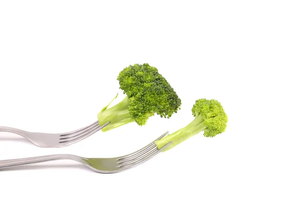 Verschiedene Brokkoli auf zwei Gabeln. — Stockfoto