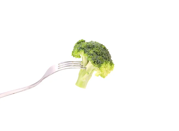 Brócoli fresco en un tenedor . — Foto de Stock