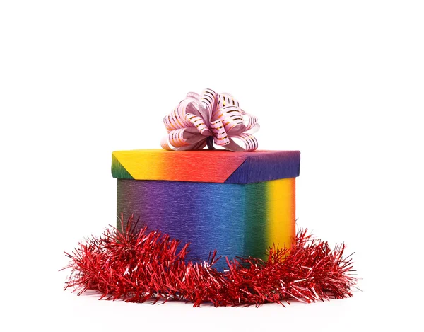 カラフルなプレゼント ボックスとピンクの弓. — ストック写真