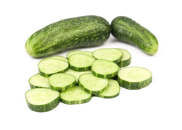 Fresh cucumbers and slices. — Stock Photo, Image