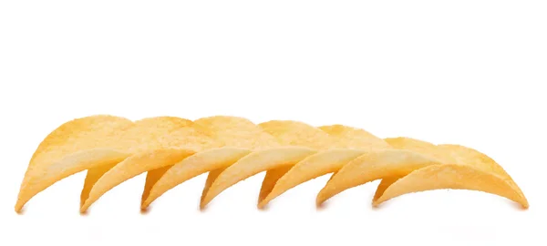 Reihe von Kartoffelchips — Stockfoto