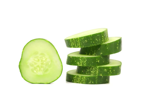 Stack and slices of fresh cucumber. — Stock Photo, Image