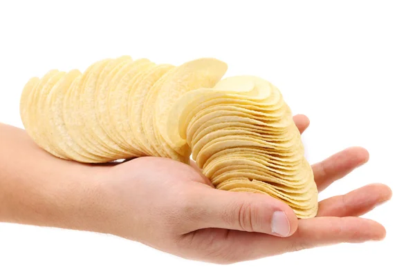 Kézzel tart chips. — Stock Fotó