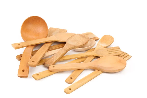 Conjunto de utensílios de cozinha de madeira . — Fotografia de Stock