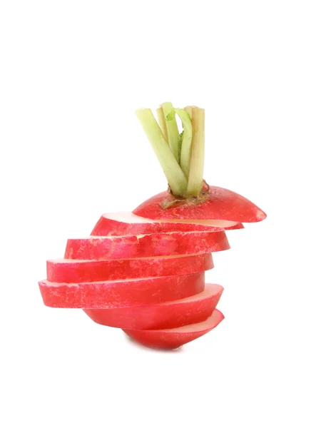 Red raddish sliced and stacked. — Stock Photo, Image