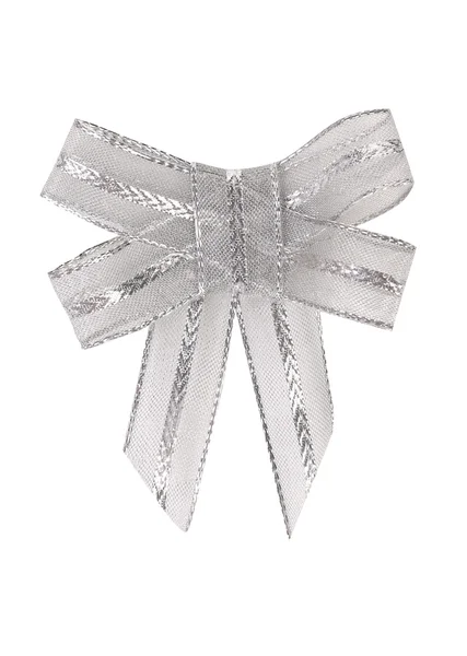 Bow of silver ribbon — Stock Photo, Image