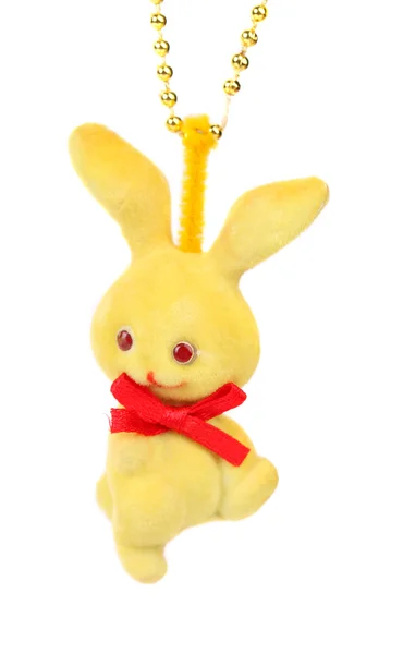 Yellow rabbit. Toy of christmas tree. — Stock Photo, Image