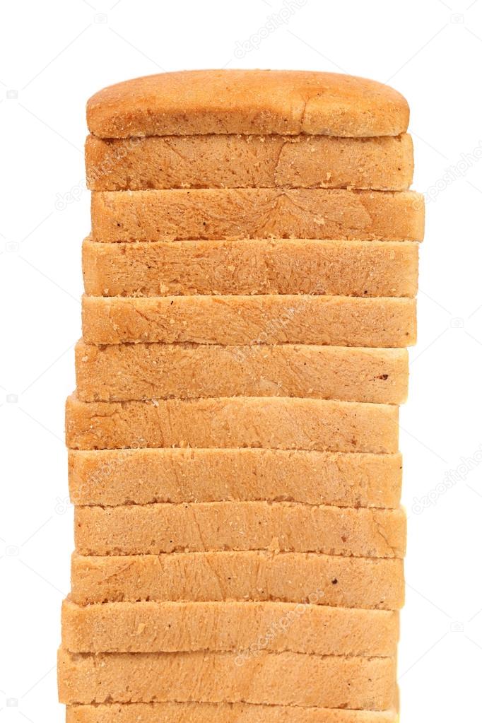 Stack of white bread. Toasts.