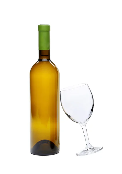 Witte wijn fles en glas — Stockfoto