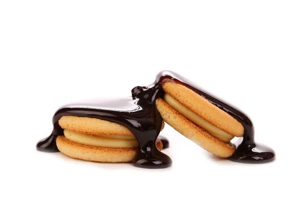 Струмовий шоколад і бутерброд з печивом . — стокове фото