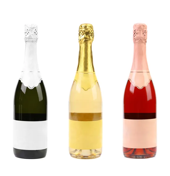 Drie verschillende flessen champagne. — Stockfoto