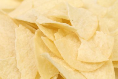 Background of potato chips. Close up. clipart