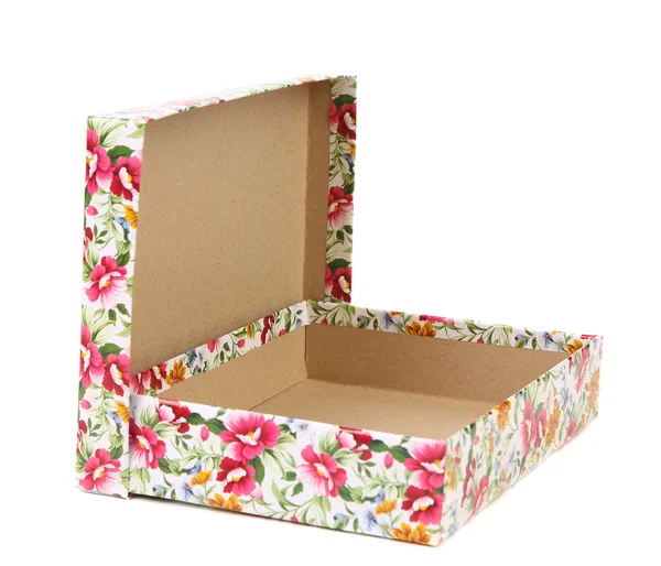 Open box with flowers print for a present. — Stock Photo, Image