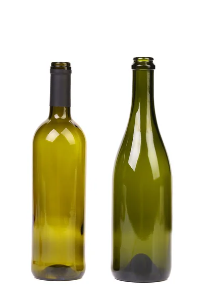 Dos botellas vacías. Champán y vino . — Foto de Stock