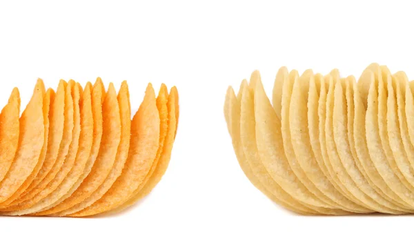 Zwei Reihen Kartoffelchips — Stockfoto