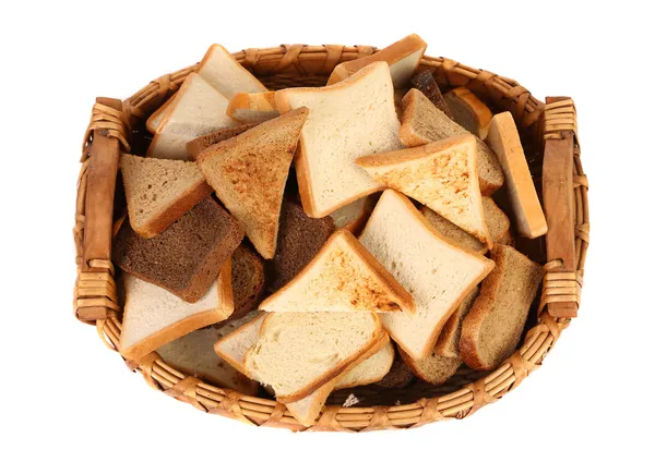 Full basket of different sliced ??bread. — Stock Photo, Image