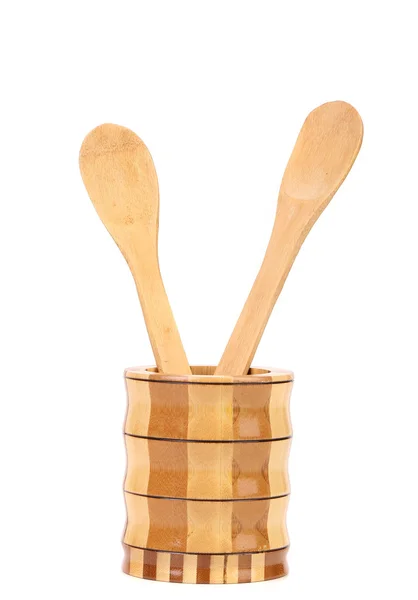 Wooden kitchen utensils in a jar. — Stock Photo, Image