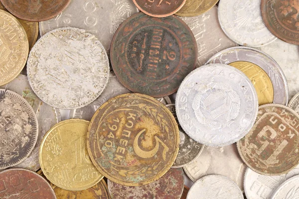 Achtergrond van oude munten. Close-up. — Stockfoto