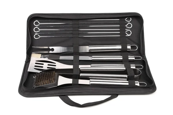 Ensemble d'outils pour barbecue en sac noir . — Photo