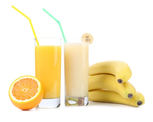 オレンジとバナナのジュース。果物. — ストック写真