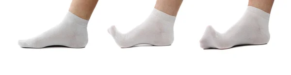 Koláž ponožky na nohou. — Stock fotografie