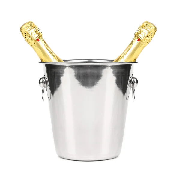 Two bottles of champagne in cooler. — Stock Photo, Image
