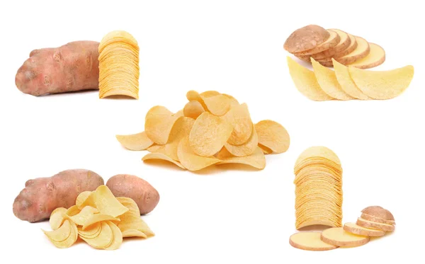 Коллаж картофеля и чипсов . — стоковое фото