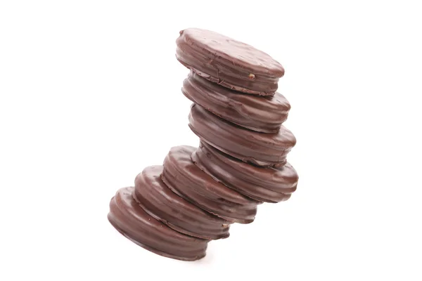 Stack biscuit sandwich with chocolate. — Stock Photo, Image