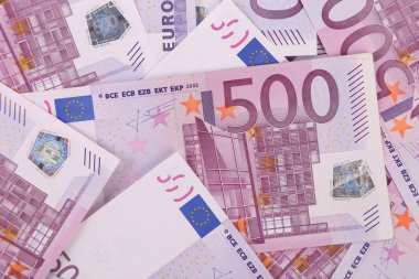 Five hundred euro banknotes background. clipart