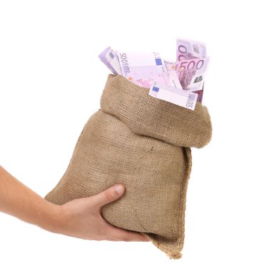 el tutma çantası ile birçok banknotlar