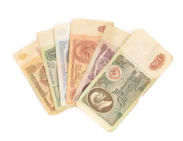 Rubli różne banknoty ZSRR — Zdjęcie stockowe