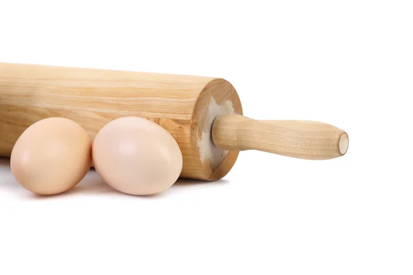 Trä kavel med två ägg — Stockfoto