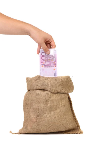 Bolsa abierta con 500 euros — Foto de Stock