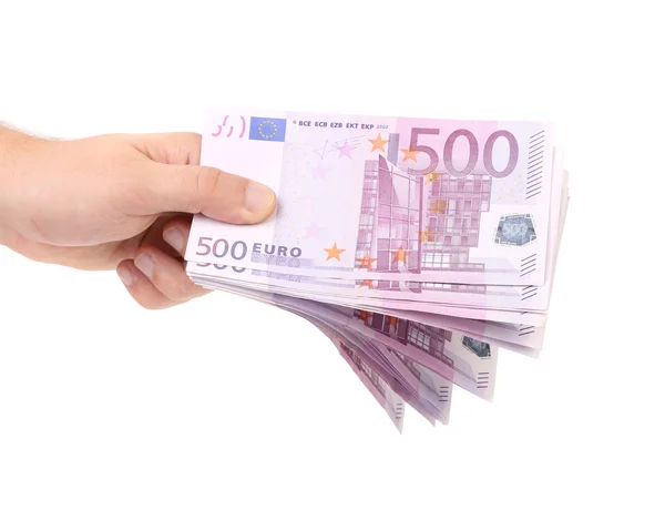 Ruce držící bankovky 500 EUR — Stock fotografie