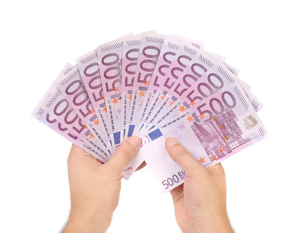 Hands holding 500 euros banknotes — Stock Photo, Image